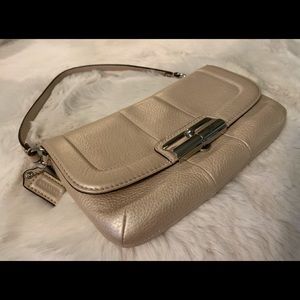 Coach Metallic Beige Leather Shoulder Bag